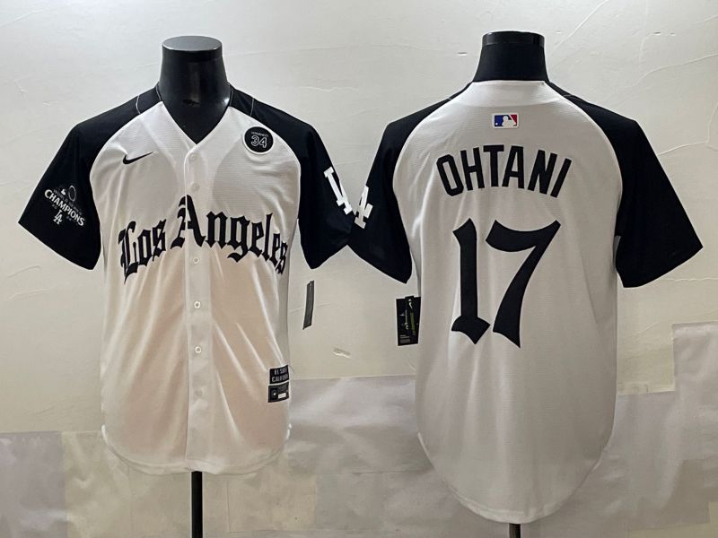 Men 2025 Los Angeles Dodgers #17 Ohtani White black Five generations Joint Name Nike MLB Jersey style 52611->->